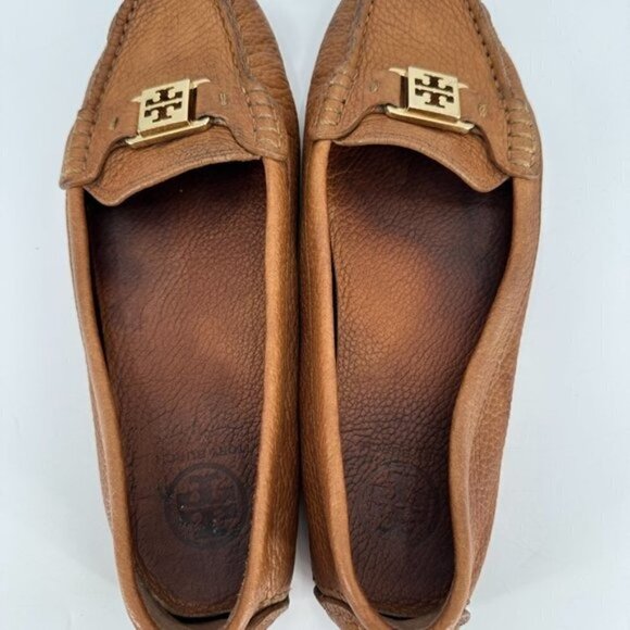 Tory Burch Tan Kendrick Royal Pebble Leather Slip On Moccasin 9 Driving Loafers - Picture 6 of 9